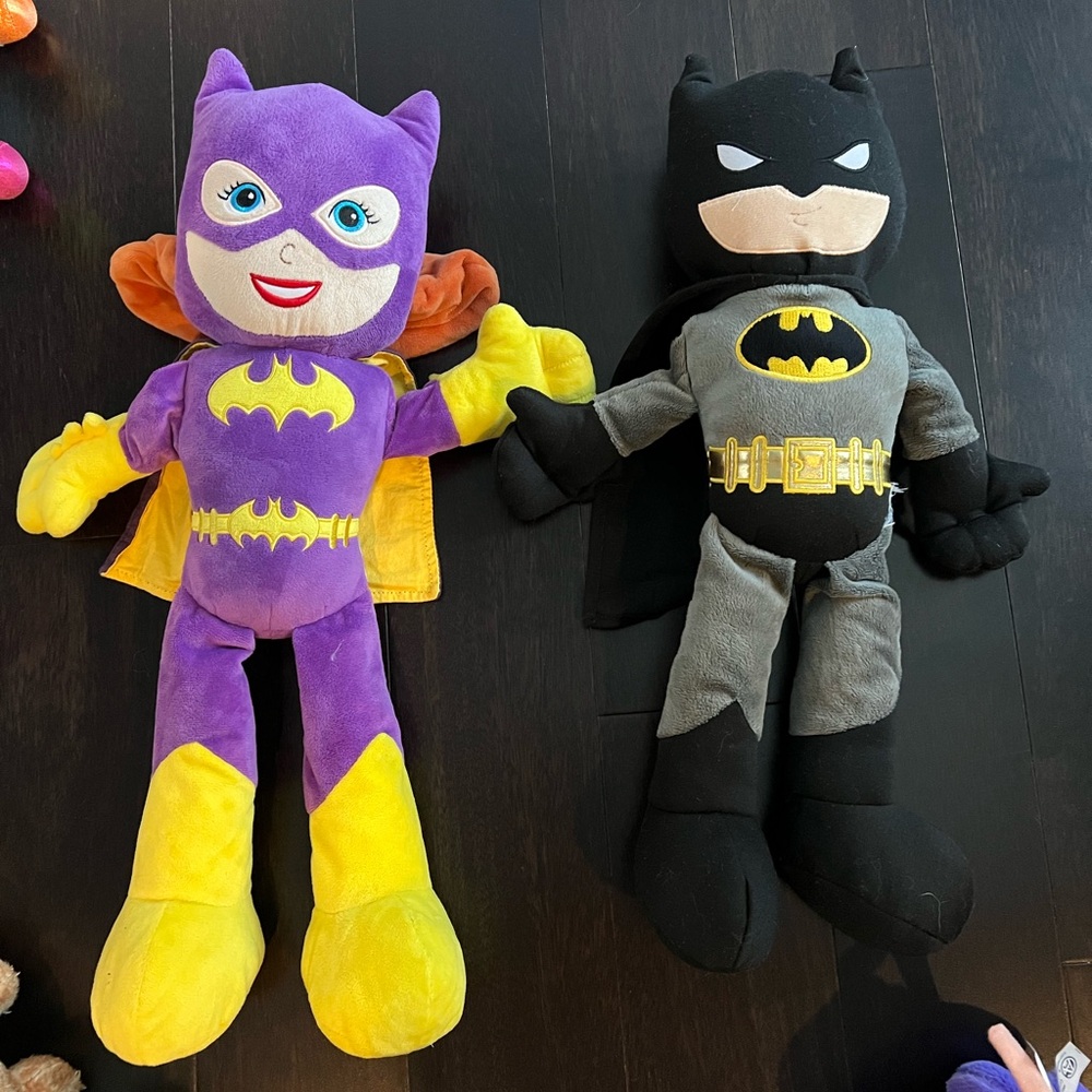 Superhero Plush Toy Set - Purple and Yellow Batgirl & Black Batman
